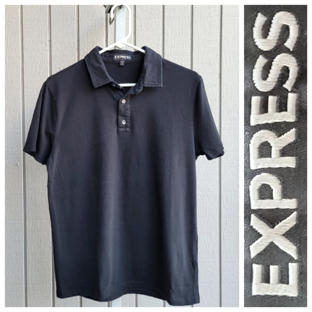 Express | 3/$12 Men's Black Cotton Stretch Medium Polo Short Sleeve